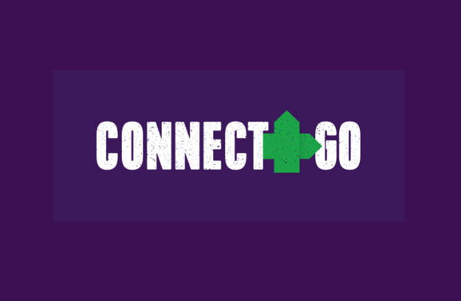 The words connect and go