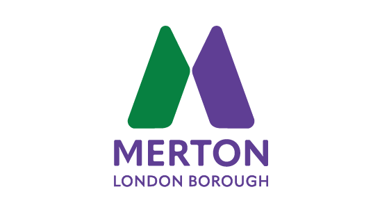 A green and purple M with Merton London Borough under it